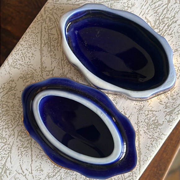 Limoges Cobalt Blue VTG trinket box Made in France - Picture 5 of 7